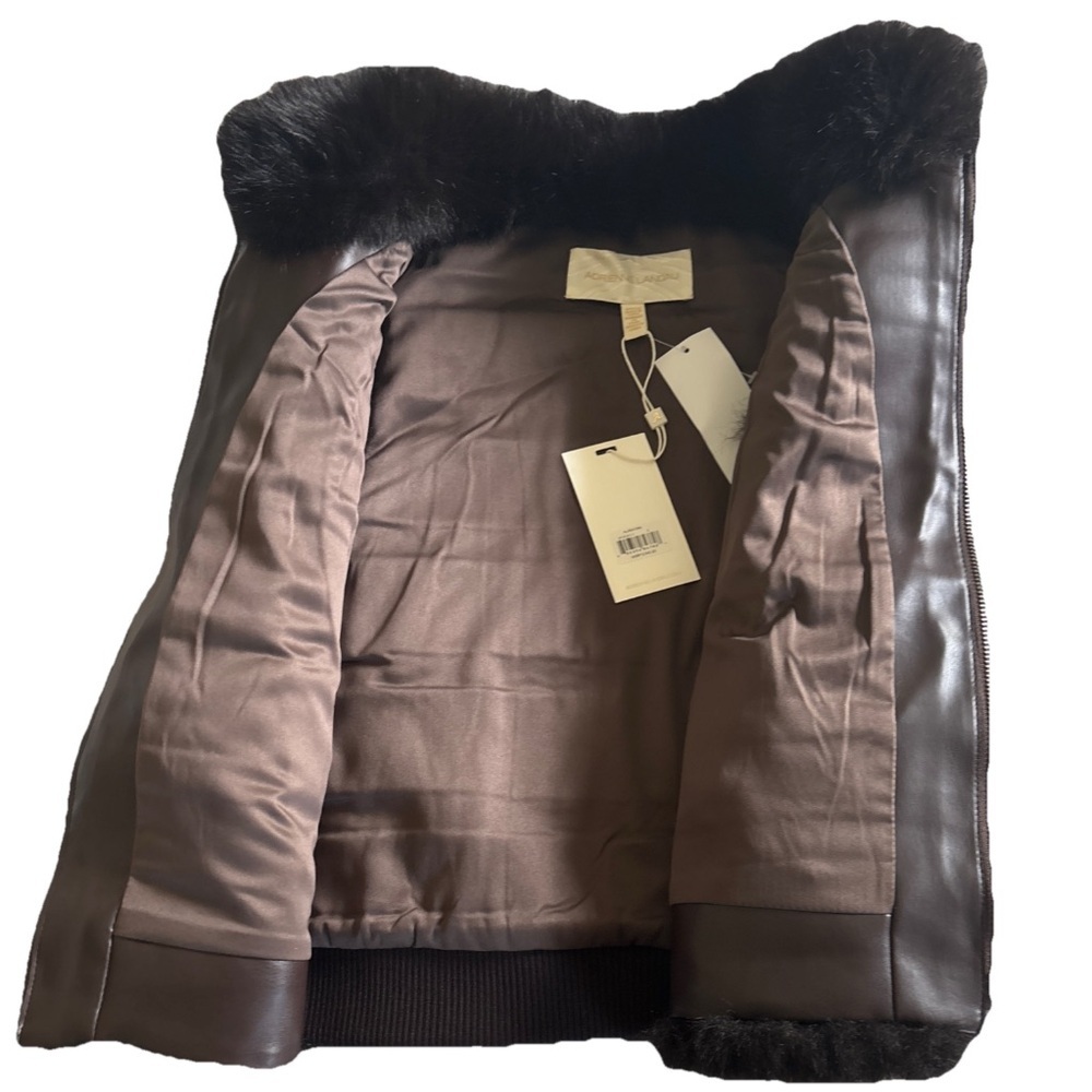 NWT Adrienne Landau Brown Chocolate Faux Fur Zip-Up Vest fully lined Size S - Picture 11 of 11